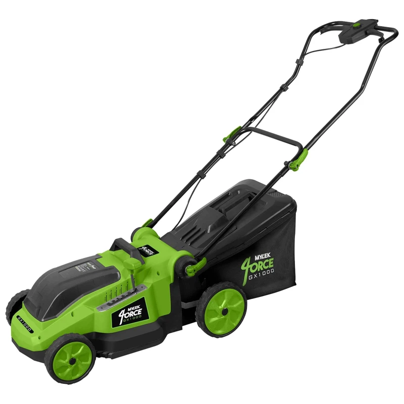 Image of MYLEK Cordless Lawnmower Brushless Motor & 2 x 20V 4.0Ah Batteries & Charger Green
