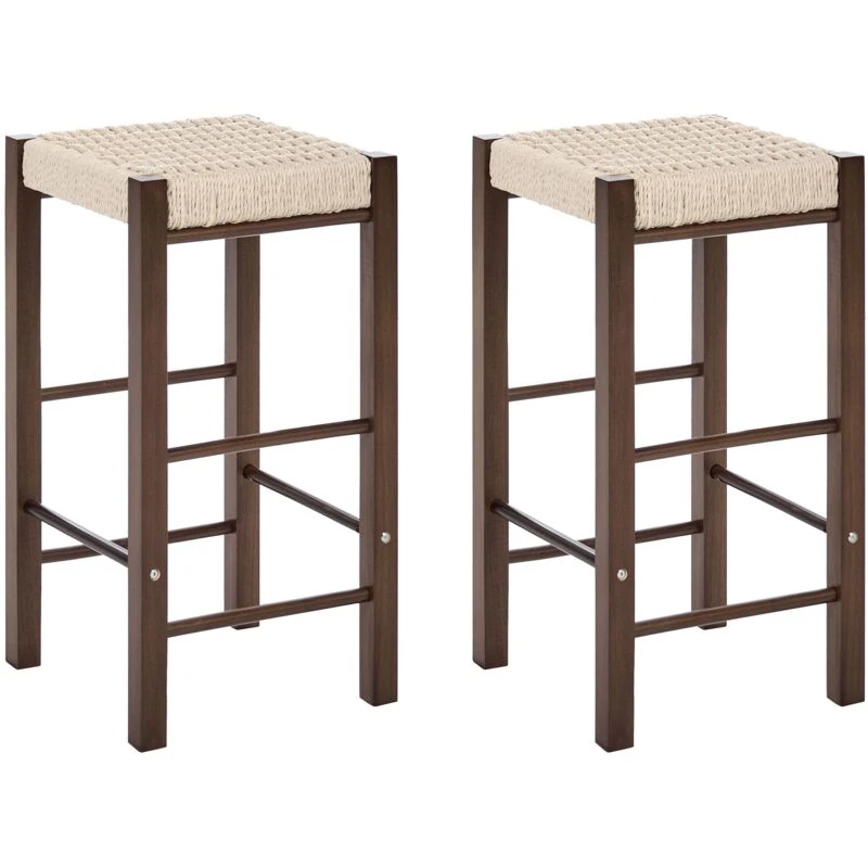 Image of Beliani Set Of 2 Bar Stools Embrun Wood Dark Brown