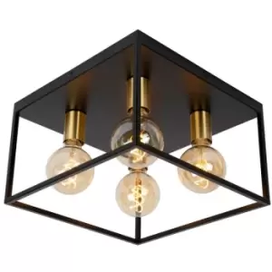 Image of Lucide RUBEN - Flush Ceiling Light - 4xE27 - Black