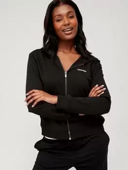 Image of Calvin Klein New Modern Cotton Full Zip Hoodie - Black, Size XS, Women