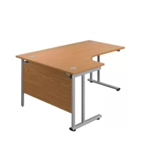 Image of 1800 X 1200 Twin Upright Left Hand Radial Desk Nova Oak-Silver