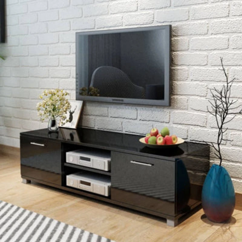 Image of vidaXL TV Hifi Cabinet Sideboard Unit Stand High-Gloss Black MDF TV Stand