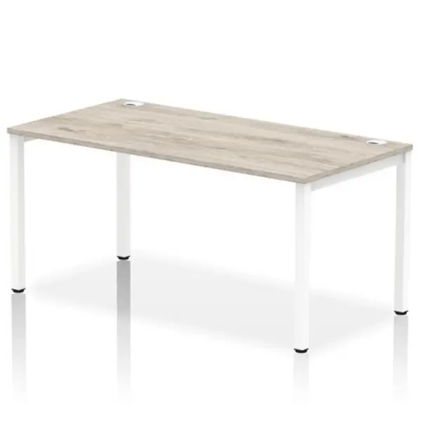 Image of Impulse Bench Single Row 1600 White Frame Office Bench Desk Grey Oak