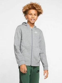 Image of Nike Nsw Older Boys Club Full Zip Hoodie - Grey Heather