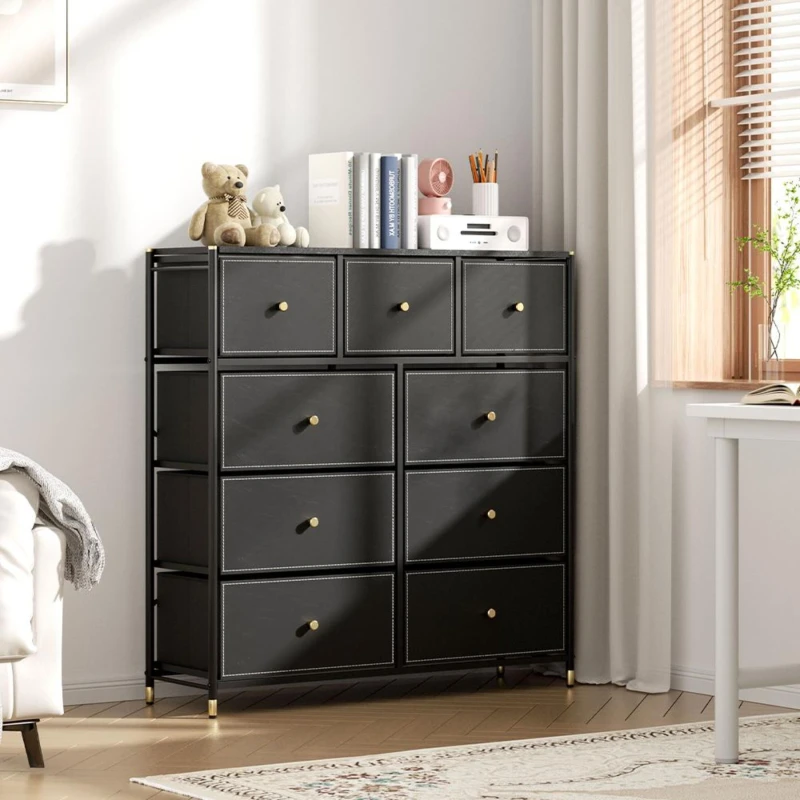 Image of Kabinet UK 9-Drawer Plastic Storage Cabinet Blackgold unisex One size