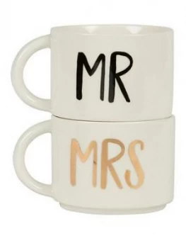 image of Sass & Belle Mr & Mrs Stacking Mugs Set Of 2