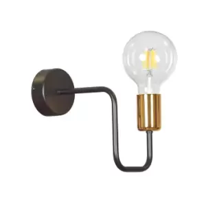 image of Veken Black/Copper Wall Lamp 1x E27