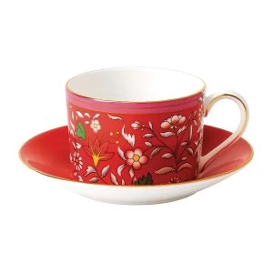 image of Wedgwood Wonderlust Crimson Jewel Teacup Saucer