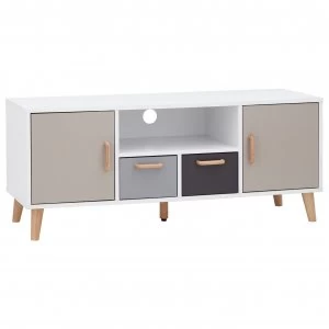 image of Delta 2 Door 2 Drawer Large TV Unit - White & Grey