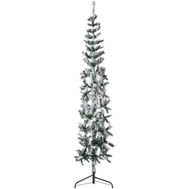 Image of VIDAXL Slim Artificial Half Christmas Tree with Flocked Snow 180cm vidaXL 8720287001096