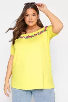 Image of Embroidered Bardot Top