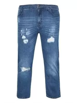 image of BadRhino Ripped Denim Jean, Blue, Size 40, Inside Leg 32, Men