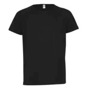 Image of SOLS Childrens/Kids Sporty Unisex Short Sleeve T-Shirt (10yrs) (Black)