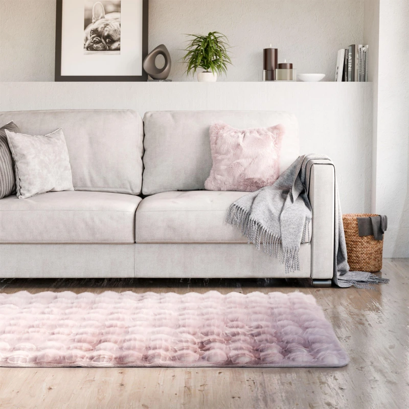 Image of Emma Barclay Fur Area Rug Plush Faux Rabbit Fur Delux Blush Pink unisex 120x170cm