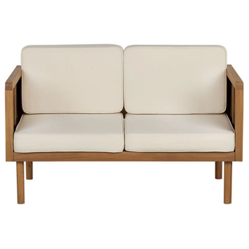 Image of Beliani Garden Sofa 2 Seater Baratti Acacia Wood Brown