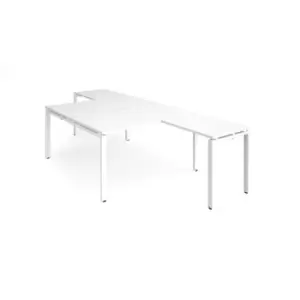 Image of Bench Desk 2 Person With Return Desks 1400mm White Tops With White Frames Adapt
