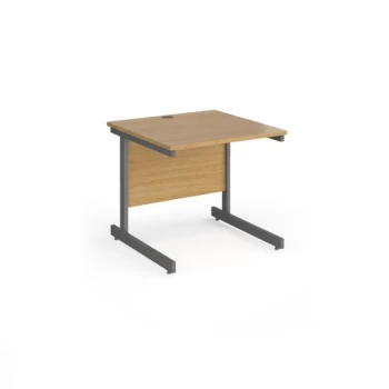 Image of Office Desk 800mm Rectangular Desk With Cantilever Leg Oak Tops With Graphite Frames Contract 25