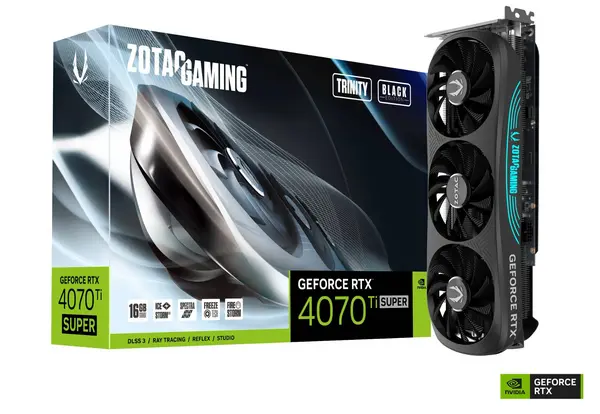 Image of Zotac Nvidia RTX 4070 Ti SUPER Trinity Black Edition 16GB GDDR6 Graphics Card