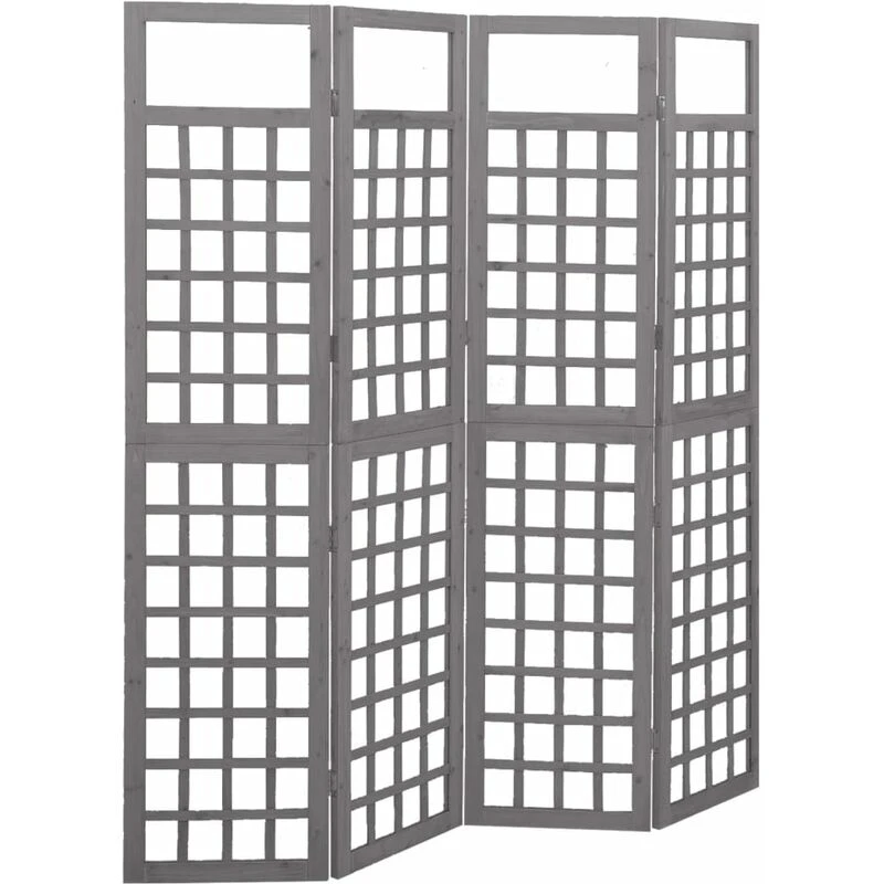 Image of VIDAXL 4-Panel Room Divider/Trellis Solid Fir Wood Grey 161x180cm Vidaxl 8720286452707