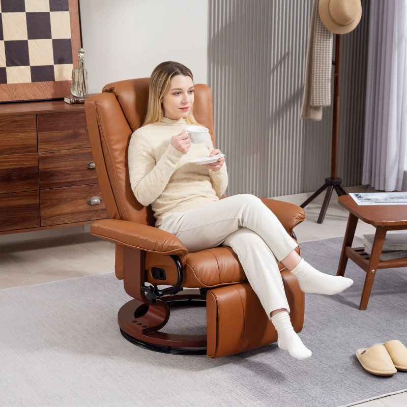 Image of HOMCOM HOMCOM Upholstered Recliner Chair with Adjustable Backrest and Steel Frame in Brown Brown One Size Unisex 5063603019737