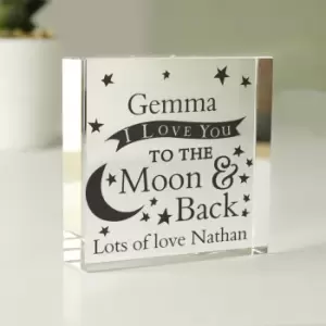 Image of Personalised To the Moon and Back Crystal Token Clear