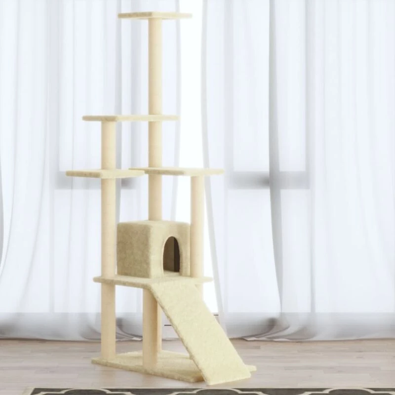 Image of VIDAXL Cat Tree with Sisal Scratching Posts Cream 155cm vidaXL 8720286761076