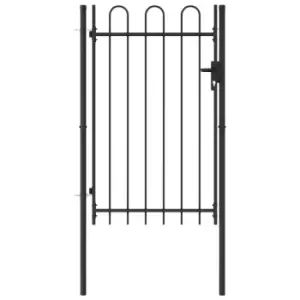 image of Vidaxl Fence Gate Single Door With Arched Top Steel 1X1.5 M Black