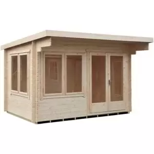 Image of Shire Danbury 12X12 Toughened Glass Pent Tongue & Groove Wooden Cabin