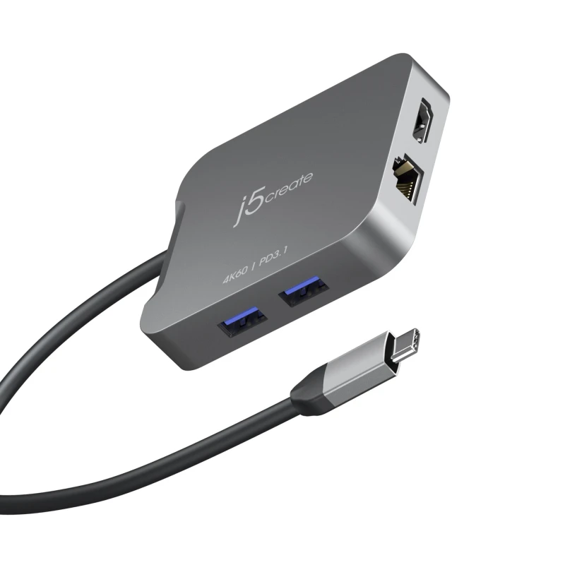 Image of j5create JCD3191 4K60 Elite USB-C Travel Adapter. Black