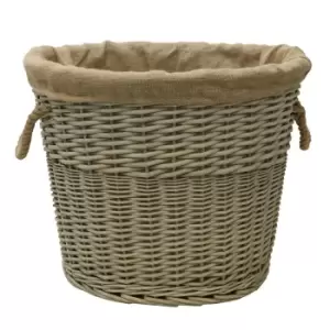 image of JVL Oval Lined Basket - Antique Wash