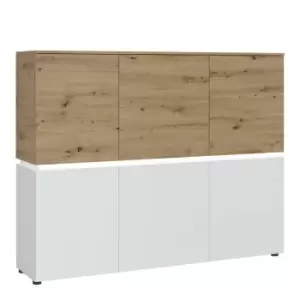 Luci 6 Door Cabinet (including LED Lighting) In White And Oak Effect