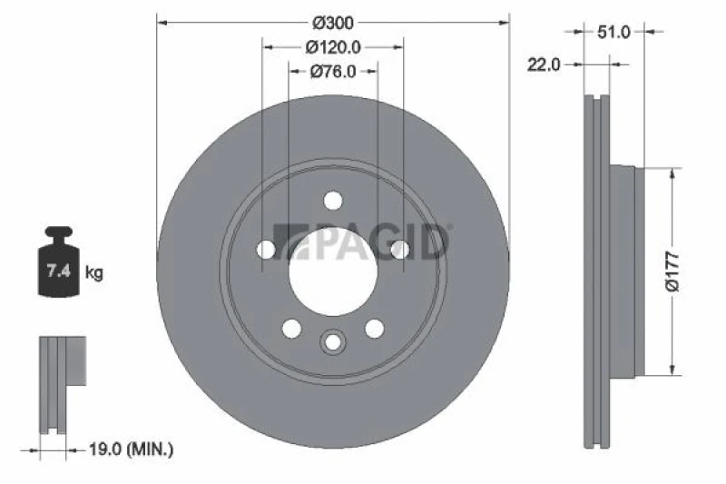 Image of PAGID 55885NC Brake disc Externally Vented, Coated, without wheel studs Brake Disc (82)