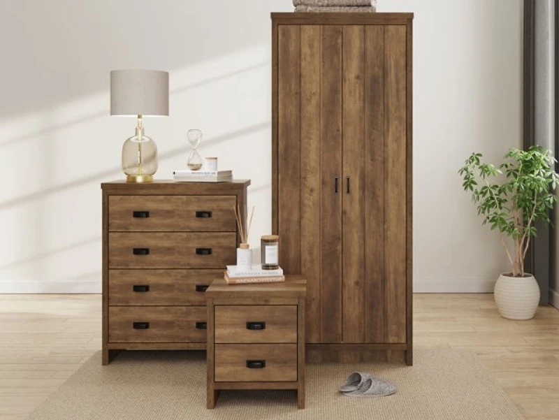 Image of GFW Boston Knotty Oak Effect 3 Piece Bedroom Set