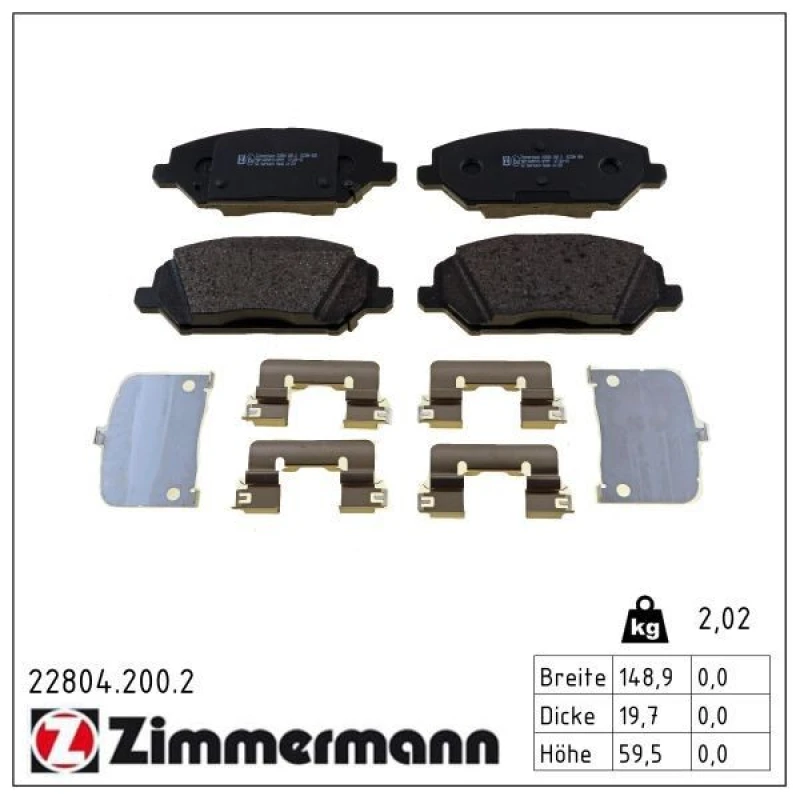 Image of ZIMMERMANN Brake pad set ZIMMERMANN 22804.200.2