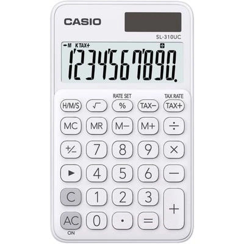 Image of Casio Casio SL-310UC Pocket calculator White Display (digits): 10 solar-powered, battery-powered (W x H x D) 70 x 8 x 118mm SL-310UC-WE