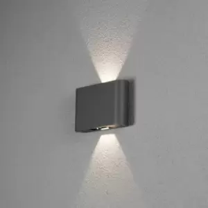 image of Chieri Outdoor Modern Up Down Wall Light 2x 6W Adjustable Beam Dark Grey, IP54