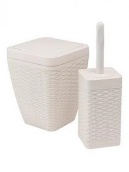 image of Addis Faux Rattan Toilet Brush & Bin Set