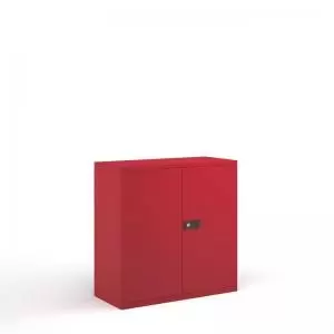 image of Steel contract cupboard with 1 shelf 1000mm high - red