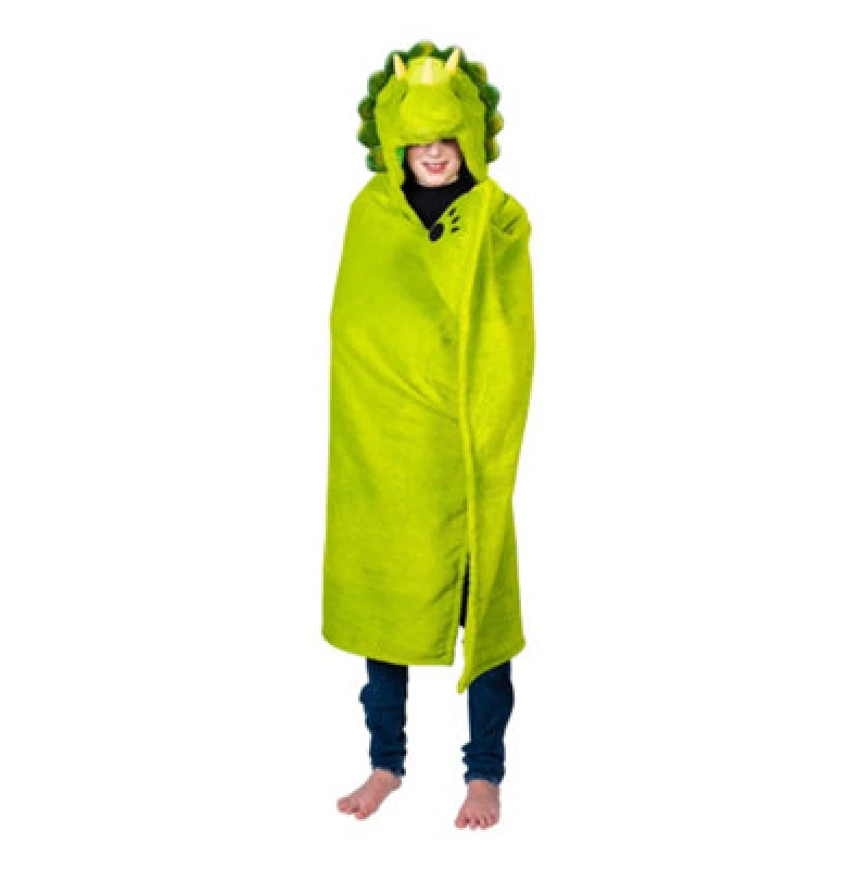 Image of Noxxiez Kids Animal Hooded Blanket - Dino