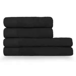 Image of Textured Weave 4 Piece Hand/Bath Towel Set Black