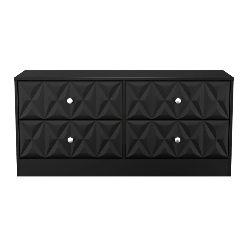 Image of Genoa Ready Assembled Matt Black 4 Drawer Wide Chest (H)521mm (W)1146mm (D)395mm