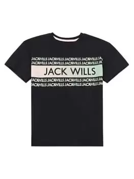 Image of Jack Wills Girls Gradient Print Oversized T-Shirt - Black, Size Age: 10-11 Years, Women
