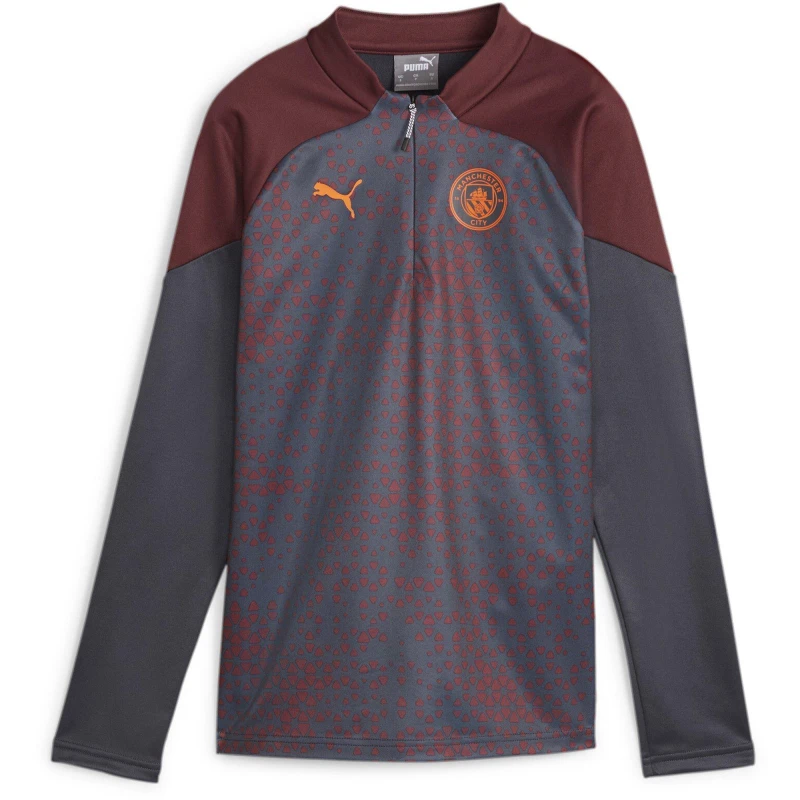 Image of Puma Mcfc Training Fleece W Drill Top Womens - Grey Grey 10