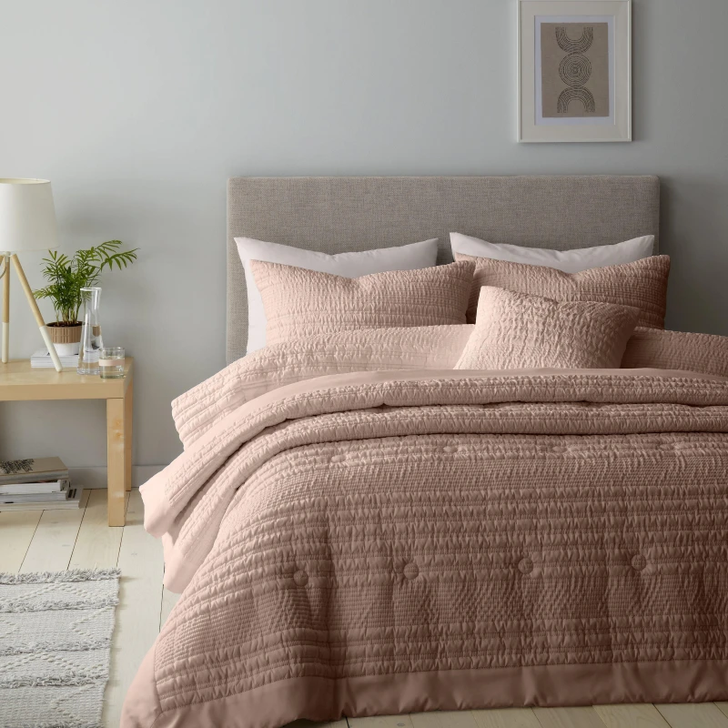 Image of Catherine Lansfield Lennon Stripe Duvet Cover Set Duvet Cover Sets Single Brown 42943005010