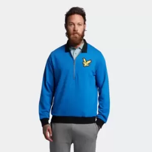 Image of Mens Block Marl 1/2 Zip Tracksuit Polo Shirt - Bright Blue Marl - L