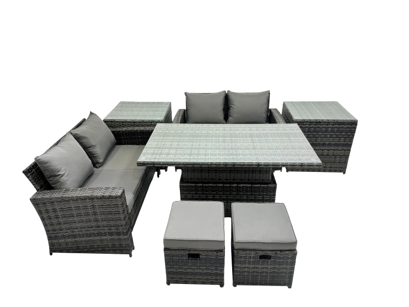 Image of Fimous Outdoor Love Sofa Set 6 Seat Rattan Garden Furniture Set & in Dark Grey Dark Grey Unisex