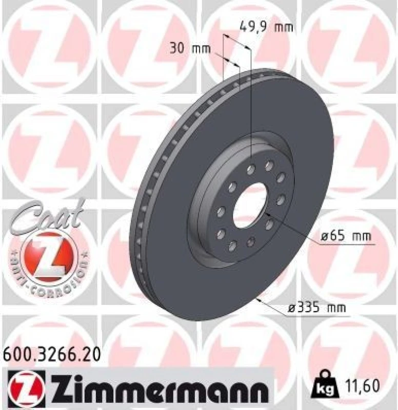 Image of ZIMMERMANN Brake disc ZIMMERMANN 600.3266.20