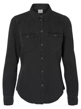 VERO MODA Slim Fit Denim Shirt Women Black