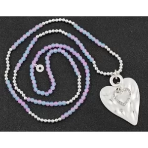 Image of Beadz Silver Plated Multi Hearts Necklace Pink Blue