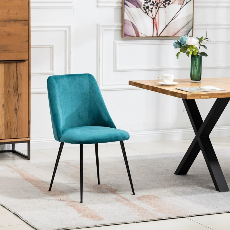 Image of Artemis Home Morandi Velvet Dining Chairs - Set of 2 in Teal Teal Unisex